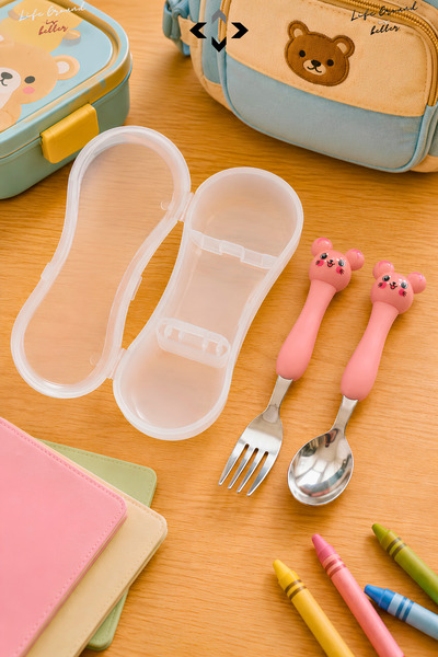 LİGROUND Boxed 3D Figured Children's Fork Spoon Set Stainless Steel Ergonomic...