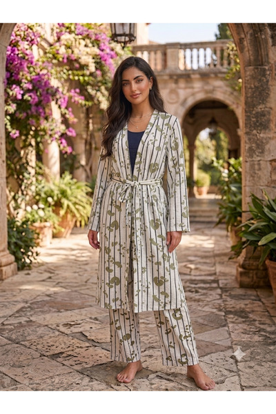 MELİSA AVM Embroidered Long Lemon Kimon