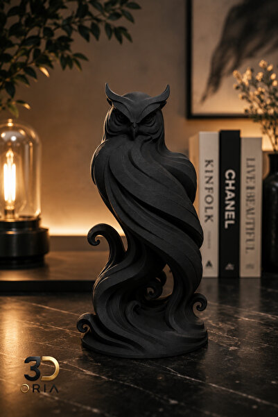 3DOria Dekoratif Baykuş Biblosu | Modern Baykuş Heykeli | 3D Baskı Ev ve Ofis...