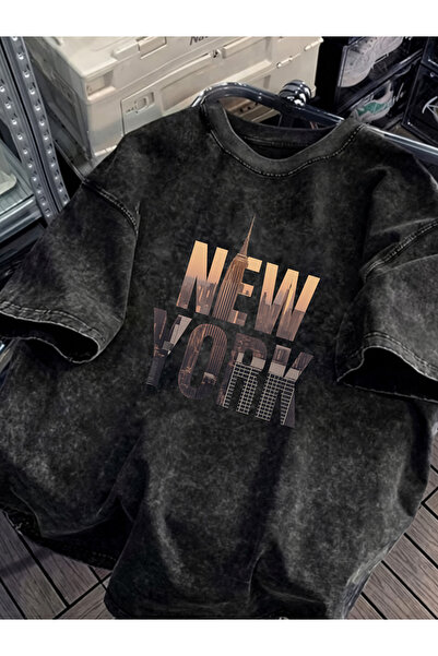 HOFFNUNG Unisex Oversize Vintage Washed Street Style Μόδα του δρόμου Βαμβακερ...