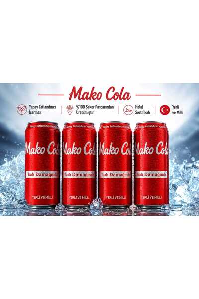 Mako Cola 4’lü Kutu Kola 330 ml – Yerli ve Milli %100 Şeker Pancarından Doğal