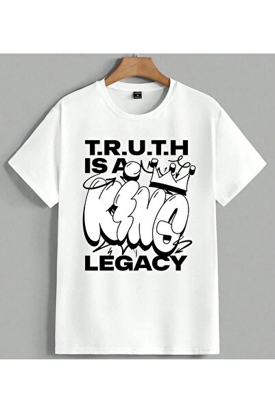 ELFERA Truth Is King Kral Tacu Legacy Printed Unisex Oversize T-Shirt White