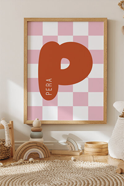 esnipix Kişiye Özel İsim Poster Çocuk Odası Harf Posteri Kareli Monogram Duva...