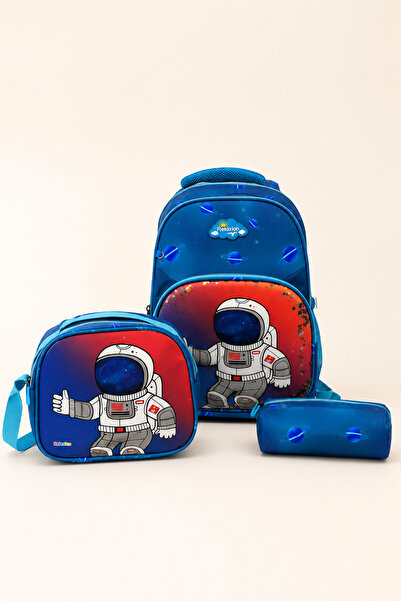 ELATAE Σετ 3 τεμαχίων σχολικής τσάντας με σχέδιο αστροναύτη, τσάντα φαγητού κ...