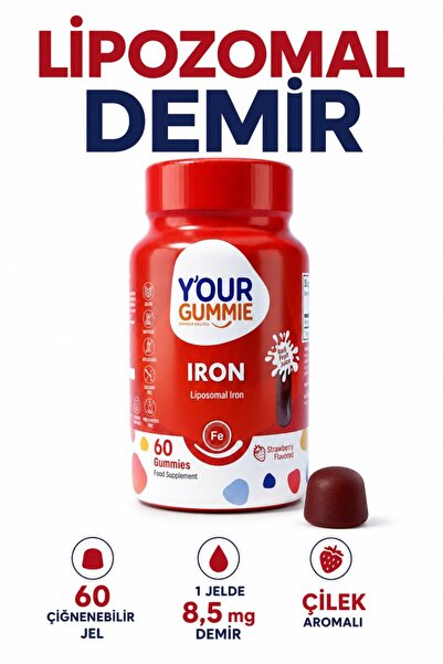 Y'our Gummie Demir Takviyesi Çiğnenebilir Jel Vitamin Lipofer: Ferrik Pirofosfat