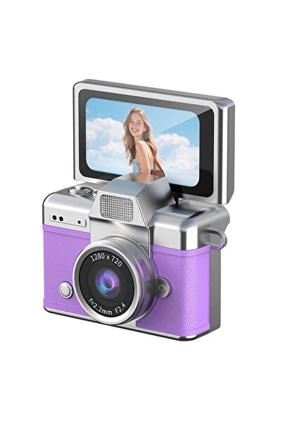 Mi7a Mini Retro Vlog Kamera Dönebilir Ekranlı Dijital Fotoğraf Makinesi Flaşlı