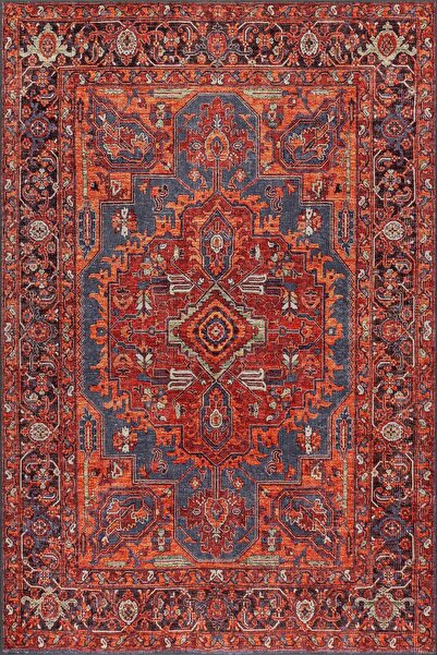 ARTLOOP Relic Turuncu Vintage Klasik Madalyon Desenli Dokuma Tabanlı Şönil Ha...