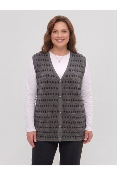 onno style women Patterned Steel Knit Classic Tricot Vest