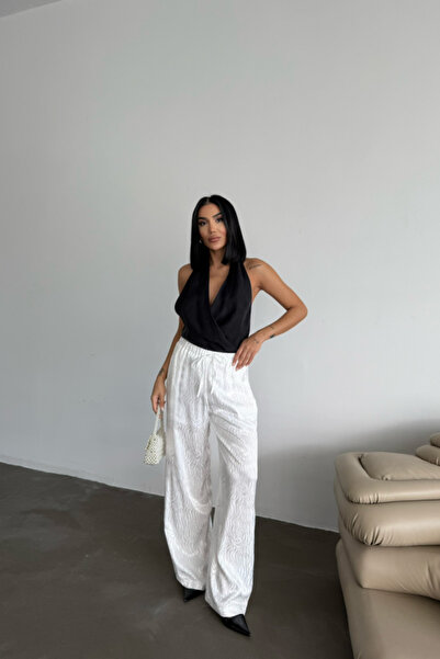 pazarella Jacquard Satin Pants - White
