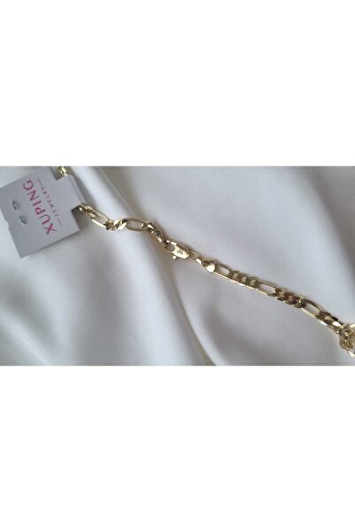 asd accessory Xuping 14k Altın Kaplama Gold Renk Figaro Zincir Model Çelik Ko...
