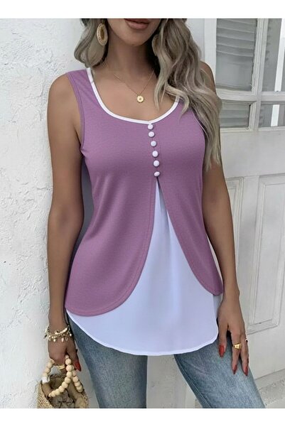 pazarella Women's asymmetrical viscose blouse with straps, front button closu...