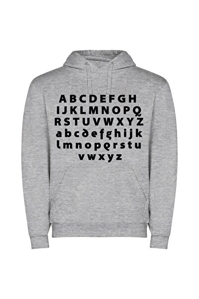 iLovePrints Bold Contrast Typography Showcase Φούτερ με κουκούλα σε χρώμα Γκρι