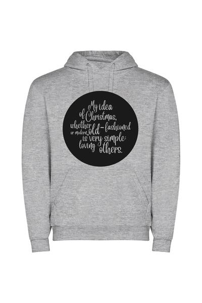 iLovePrints Circle of Christmas Love Φούτερ με κουκούλα σε χρώμα Γκρι
