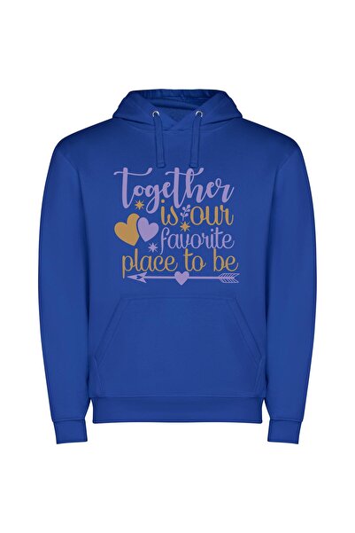 iLovePrints Close Together, Purple Harmony Φούτερ με κουκούλα σε χρώμα Μπλε