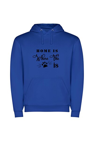 iLovePrints Paws at Home Φούτερ με κουκούλα σε χρώμα Μπλε