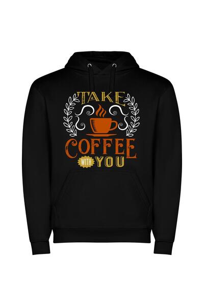 iLovePrints Java Bliss Cup Collection Φούτερ με κουκούλα σε χρώμα Μαύρο