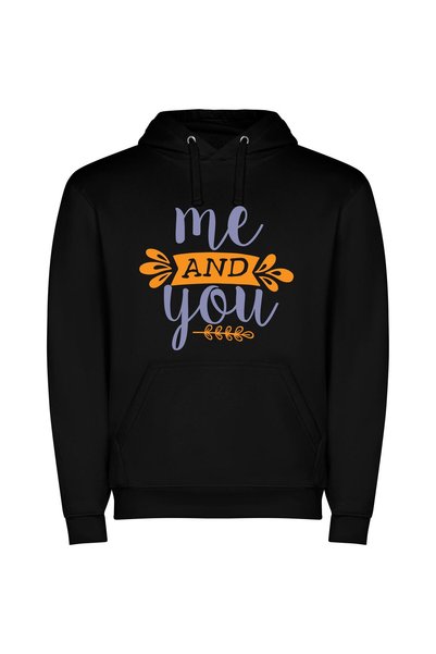 iLovePrints Handwritten Pair: You & Me Φούτερ με κουκούλα σε χρώμα Μαύρο
