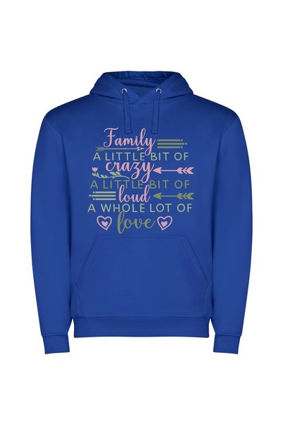 iLovePrints Endearing Crazy Love Φούτερ με κουκούλα σε χρώμα Μπλε