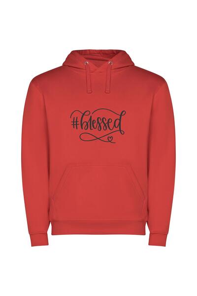 iLovePrints Blessed in Elegant Simplicity Φούτερ με κουκούλα σε χρώμα Κόκκινο