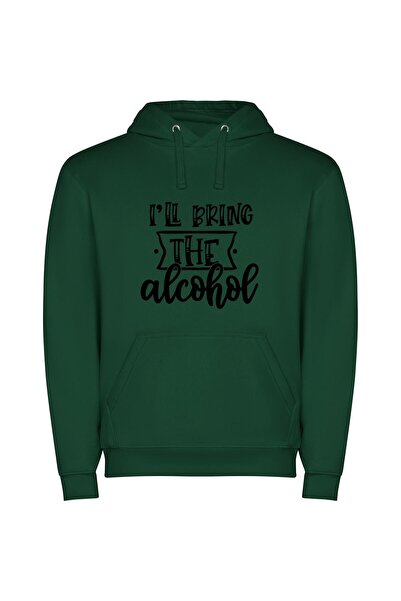 iLovePrints White Background Booze Party Φούτερ με κουκούλα σε χρώμα Πράσινο