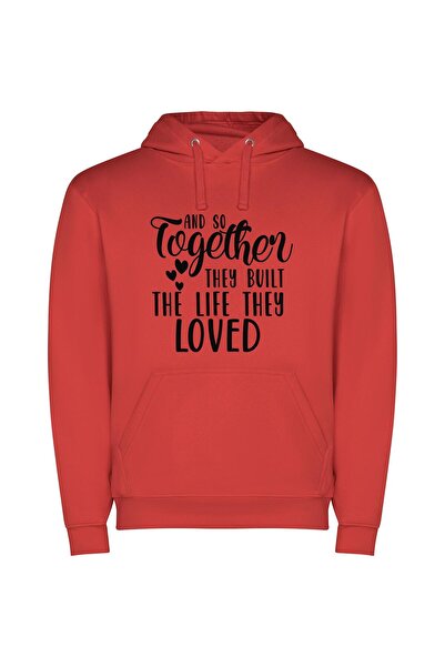 iLovePrints Love's Lifelong Framework Φούτερ με κουκούλα σε χρώμα Κόκκινο