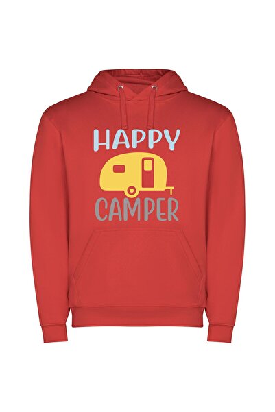 iLovePrints Cheerful Camper Mobile Φούτερ με κουκούλα σε χρώμα Κόκκινο