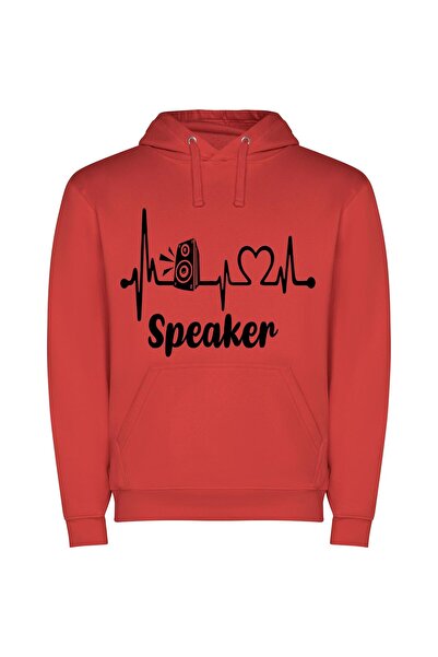 iLovePrints Monochrome Speaker Ensemble Φούτερ με κουκούλα σε χρώμα Κόκκινο