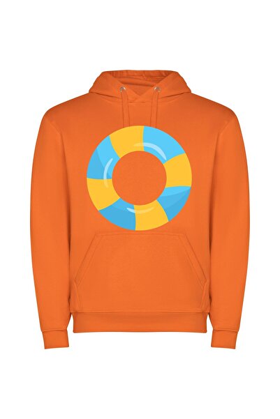 iLovePrints Round Aqua Haven Φούτερ με κουκούλα σε χρώμα Πορτοκαλί