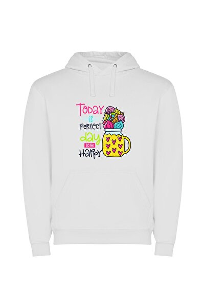 iLovePrints Candy Jar Happiness Day Φούτερ με κουκούλα σε χρώμα Λευκό