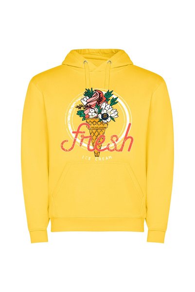 iLovePrints Frozen Flora Delight Φούτερ με κουκούλα σε χρώμα Κίτρινο