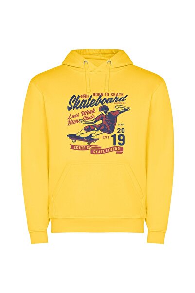 iLovePrints Airborne Skater Style Φούτερ με κουκούλα σε χρώμα Κίτρινο