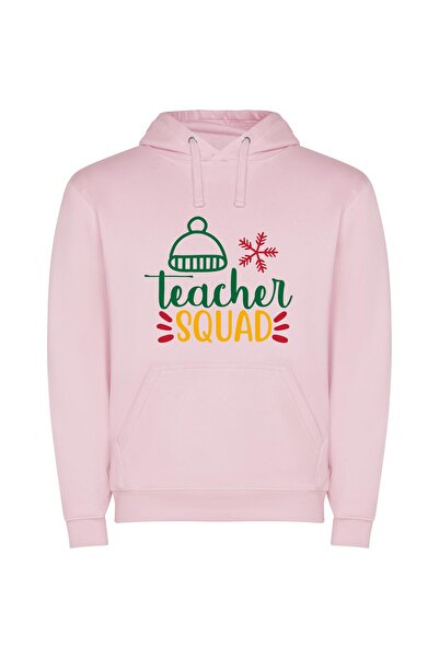iLovePrints Charming Snowflake Teacher Squad Φούτερ με κουκούλα σε χρώμα Ροζ