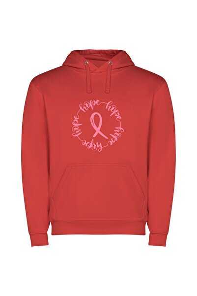 iLovePrints Radiant Ribbon of Hope Φούτερ με κουκούλα σε χρώμα Κόκκινο