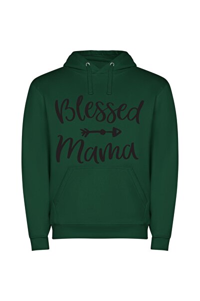 iLovePrints Blessed Mama's Sacred SVG Φούτερ με κουκούλα σε χρώμα Πράσινο