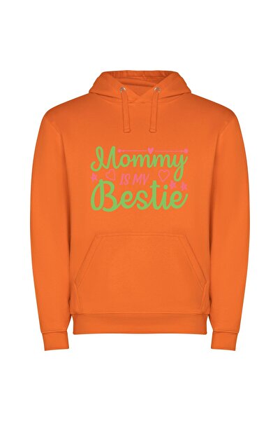 iLovePrints Mommies' Colorful Love Bond Φούτερ με κουκούλα σε χρώμα Πορτοκαλί