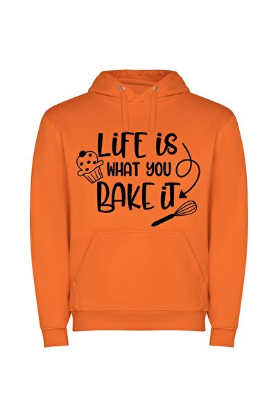 iLovePrints Bake Life Artistry Φούτερ με κουκούλα σε χρώμα Πορτοκαλί