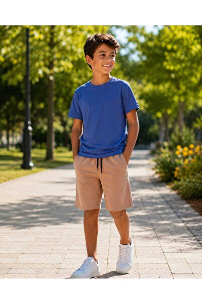 COSBA kids wear Boy's Flat Pocket Compact Fabric Shorts/Capri