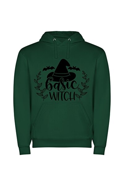 iLovePrints Witchy Chic Hat Collection Φούτερ με κουκούλα σε χρώμα Πράσινο