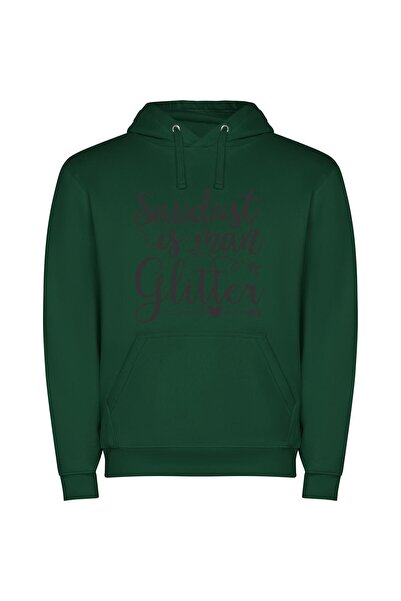 iLovePrints Glamorous Sandist Glitter Art Φούτερ με κουκούλα σε χρώμα Πράσινο
