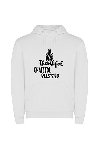 iLovePrints Grateful Blessings: Hand-Drawn Elegance Φούτερ με κουκούλα σε χρώ...