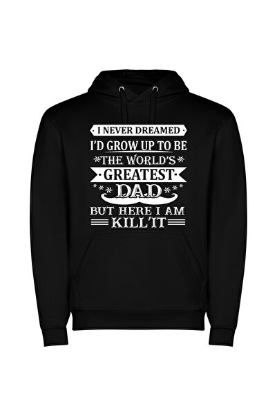 iLovePrints Dapper Dad Drawings Φούτερ με κουκούλα σε χρώμα Μαύρο