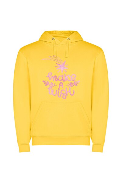 iLovePrints Ink Dreams: Pink Wishes Φούτερ με κουκούλα σε χρώμα Κίτρινο