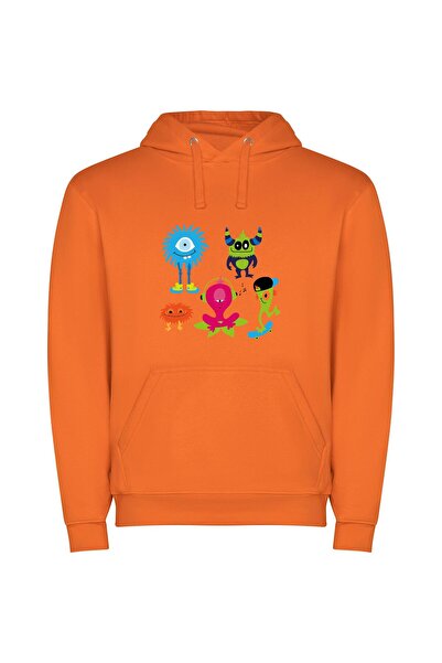 iLovePrints Monsters United: Charming Cartoons Φούτερ με κουκούλα σε χρώμα Πο...