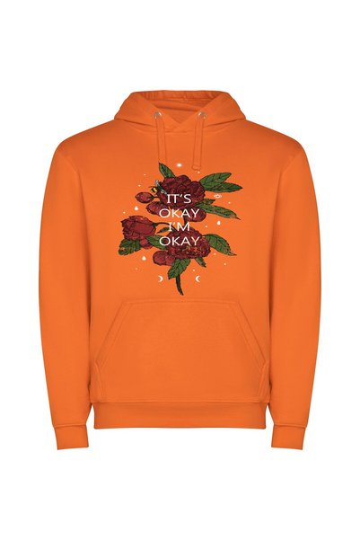 iLovePrints Okay Blooming Serenity Φούτερ με κουκούλα σε χρώμα Πορτοκαλί