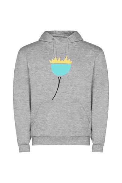 iLovePrints Crowning Blooming Serenity Φούτερ με κουκούλα σε χρώμα Γκρι