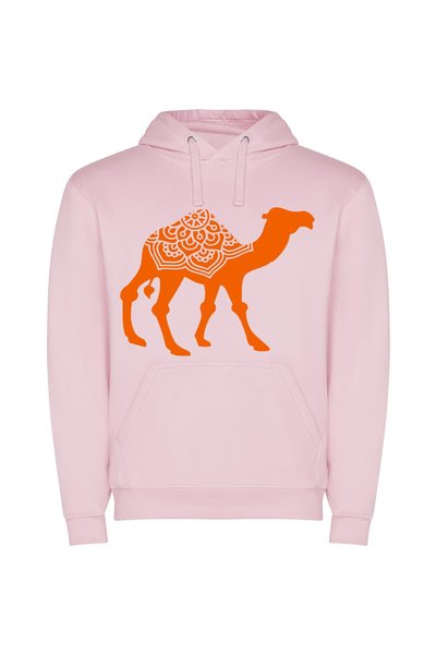 iLovePrints Patterned Camel Majesty Φούτερ με κουκούλα σε χρώμα Ροζ