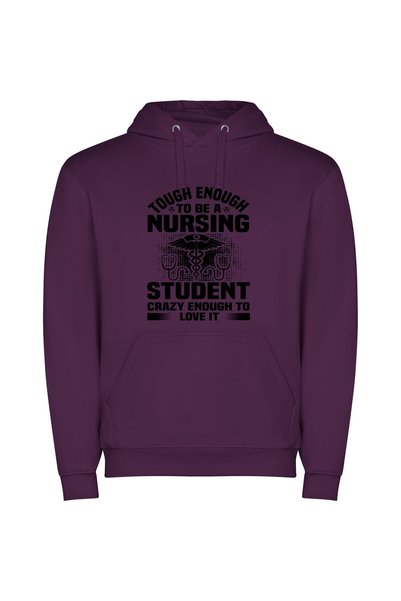 iLovePrints Nursing: Tough & Passionate Φούτερ με κουκούλα σε χρώμα Μωβ