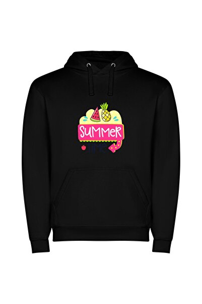 iLovePrints Tropical Bliss Φούτερ με κουκούλα σε χρώμα Μαύρο