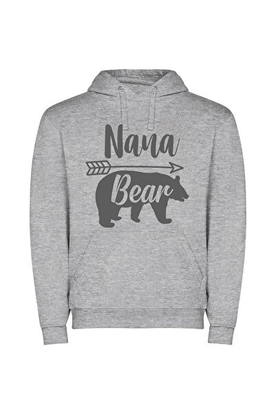 iLovePrints Engraved Arrowed Bear Φούτερ με κουκούλα σε χρώμα Γκρι
