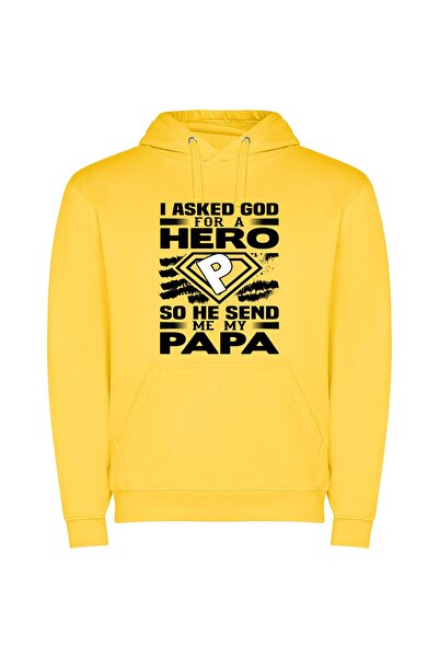 iLovePrints Papa, My Puerto Rican Hero Φούτερ με κουκούλα σε χρώμα Κίτρινο